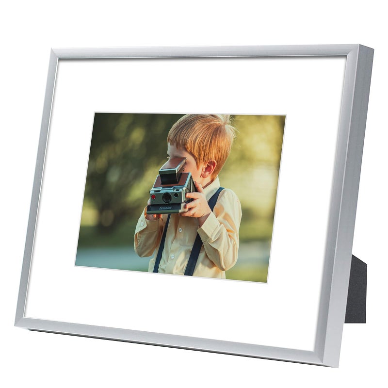 Frametory, 8x10 Silver Aluminum Picture Frame - Set of 1 - Ideal for Displaying 5x7 Photos with Mat or 8x10 Without Mat - Real Glass Front - Simple Gallery Wall Frames for Art Prints and Posters - Image 3